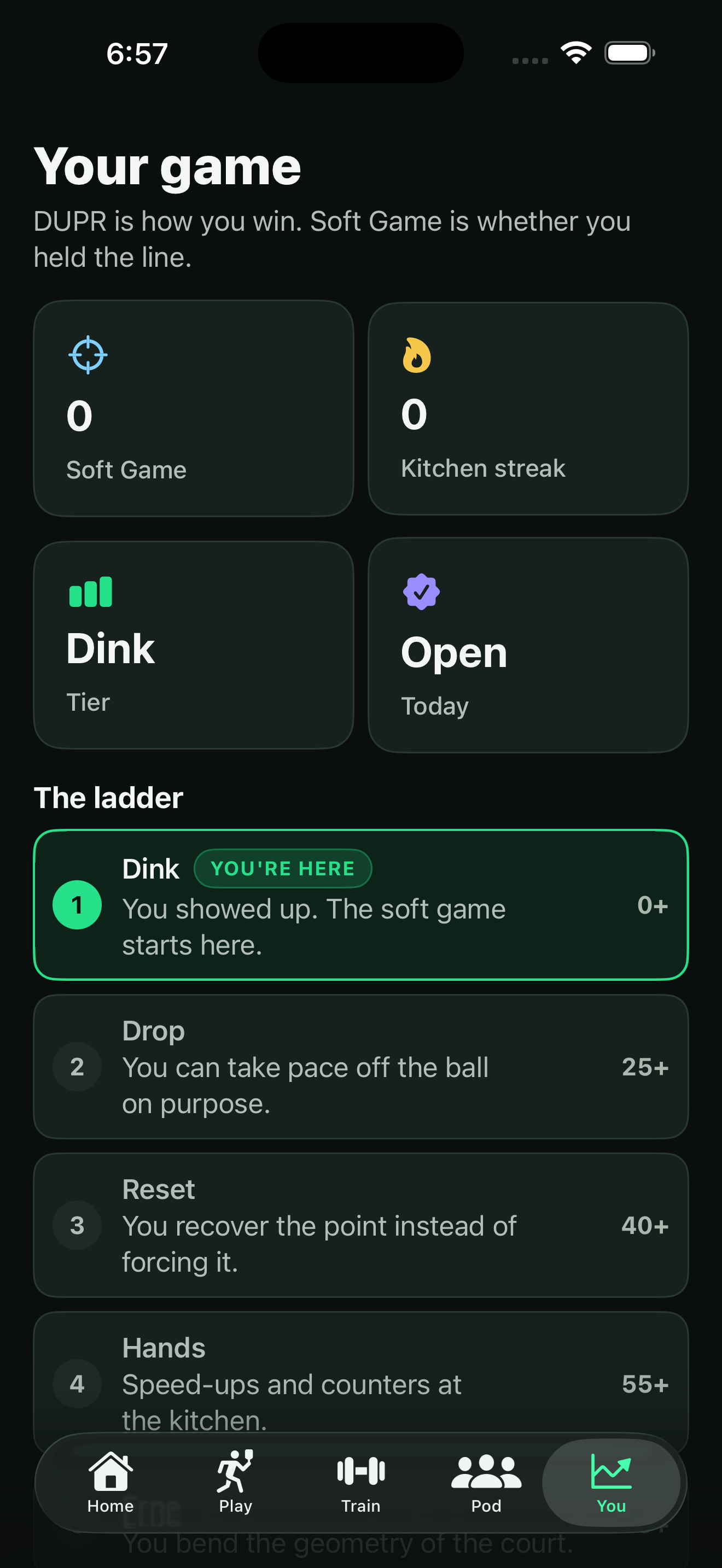 Pickleballer app screen